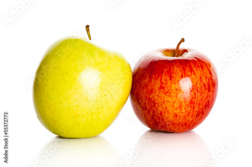 Photo: fresh colorful apples isolated on white background fresh colorful apples isolated on white background