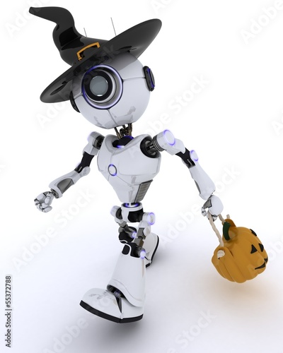 Illustration: Robot with jack-o-lantern Robot with jack-o-lantern