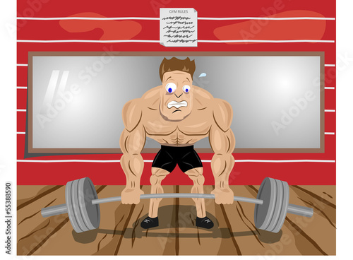 Vector: Struggling Power Lifter Trying to Deadlift Weights Struggling Power Lifter Trying to Deadlift Weights