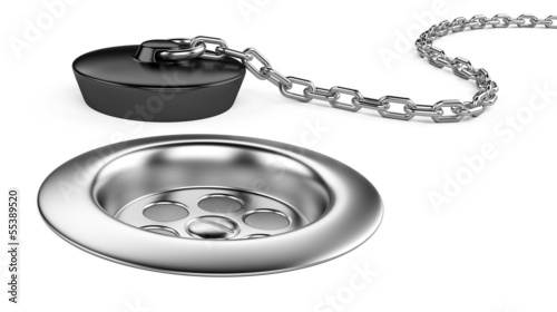 Illustration: Rubber bath plug and sink Rubber bath plug and sink