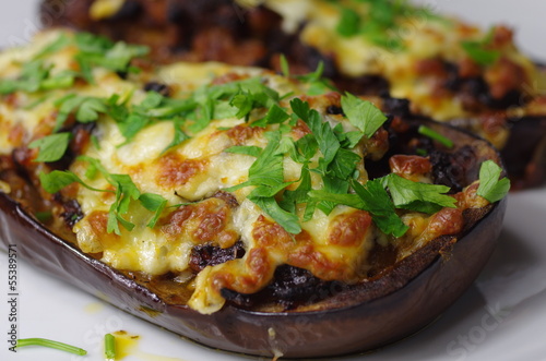Photo: two stuffed aubergines two stuffed aubergines