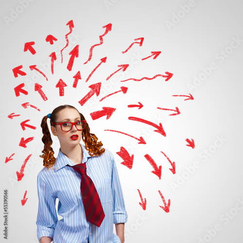 Photo: Funny girl in red glasses Funny girl in red glasses