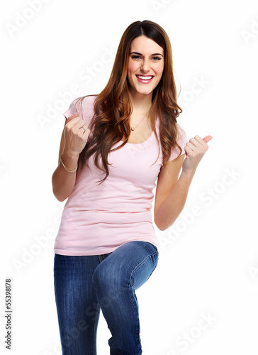 Photo: Happy excited woman. Happy excited woman.