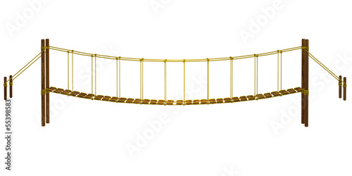 Illustration: Rope bridge, isolated on the white background Rope bridge, isolated on the white background