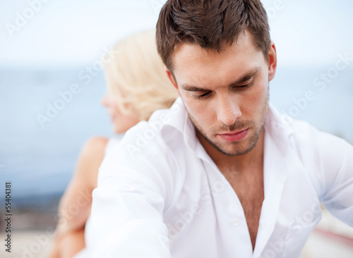Photo: stressed man with man outside stressed man with man outside
