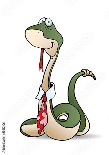 Illustration: rattle snake wear tie rattle snake wear tie