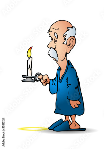 Illustration: old man holding a candle old man holding a candle