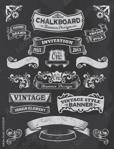 Vector: Collection of banners and ribbons on a black background Collection of banners and ribbons on a black background