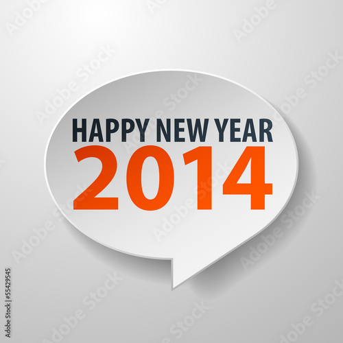 Vector: Happy New Year 2014 3d Speech Bubble on White background Happy New Year 2014 3d Speech Bubble on White background