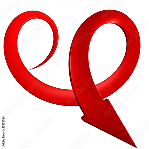 Illustration: Freccia rossa a spirale curve 3d Freccia rossa a spirale curve 3d