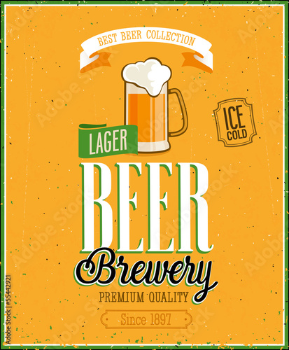 Fototapeta Vintage Beer Brewery Poster. Vector illustration.
