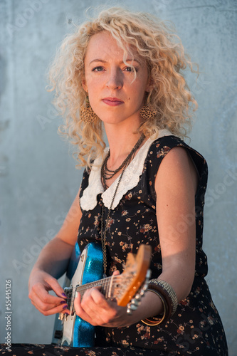 Photo: sunset electric guitar girl sunset electric guitar girl