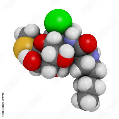 Illustration: Clindamycin antibiotic drug (lincosamide class) Clindamycin antibiotic drug (lincosamide class)