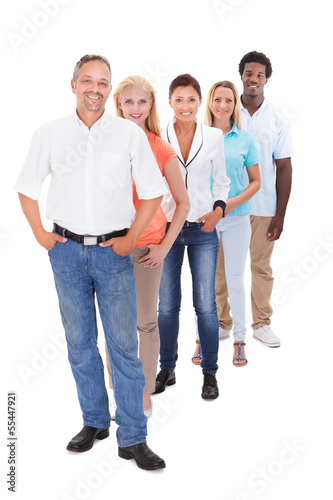Photo: Group Of Multi-ethnic People Standing In A Row Group Of Multi-ethnic People Standing In A Row