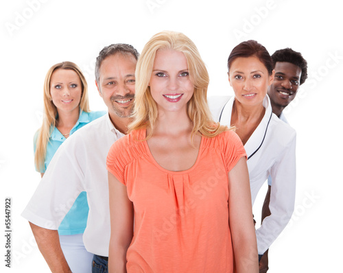 Photo: Group Of Multi-ethnic People Standing In A Row Group Of Multi-ethnic People Standing In A Row