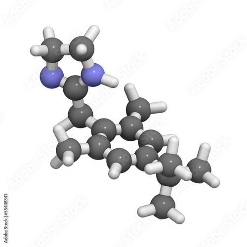 Illustration: Xylometazoline nasal decongestant, chemical structure. Xylometazoline nasal decongestant, chemical structure.