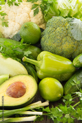 Photo: still life of green vegetables. still life of green vegetables.