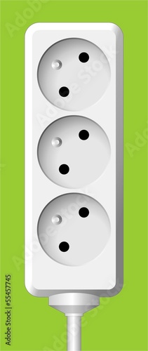Illustration: white electric triple socket white electric triple socket