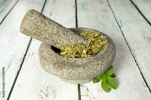 Photo: Fresh and dried stevia Fresh and dried stevia