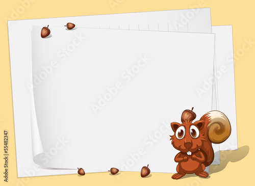 Vector: A squirrel in front of the empty papers A squirrel in front of the empty papers