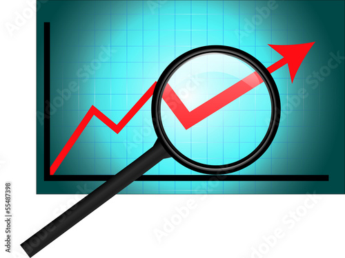 Vector: Statistik Trend Börse Pfeil Lupe Diagramm Statistik Trend Börse Pfeil Lupe Diagramm