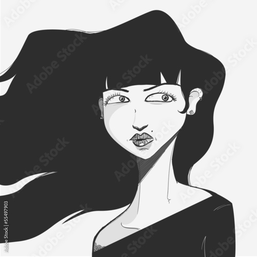 Vector: A Woman face in a sketch/ink style A Woman face in a sketch/ink style