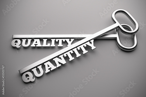 Photo: Quality Or Quantity concept with keys Quality Or Quantity concept with keys