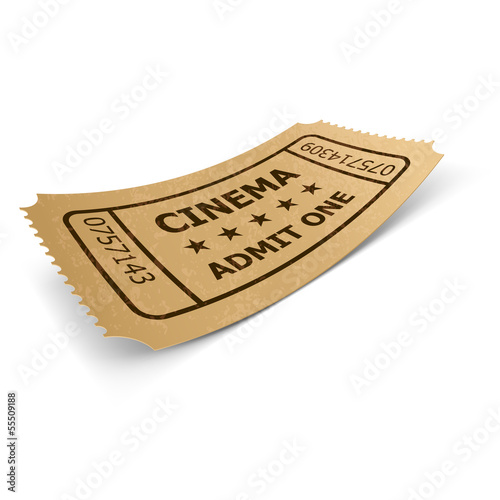 Vector: Cinema ticket isolated on white. Cinema ticket isolated on white.