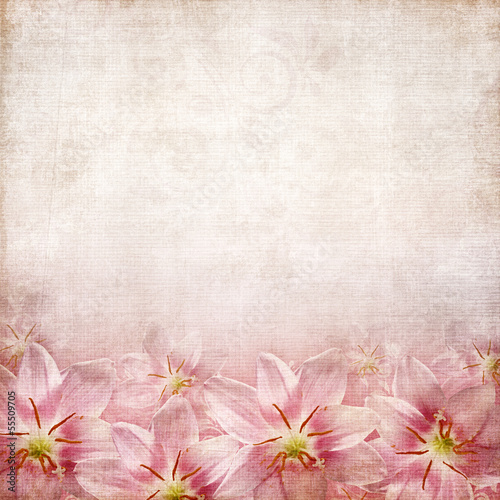 Illustration: old paper texture with lilies old paper texture with lilies