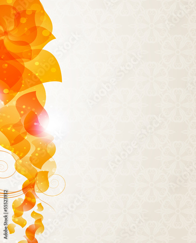 Vector: Beige background with orange petals pattern Beige background with orange petals pattern
