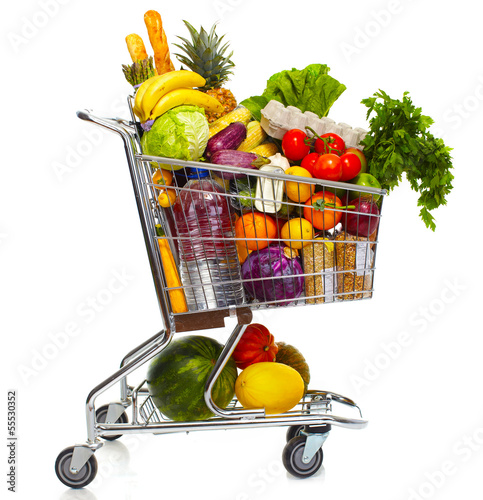 Photo: Full grocery cart. Full grocery cart.