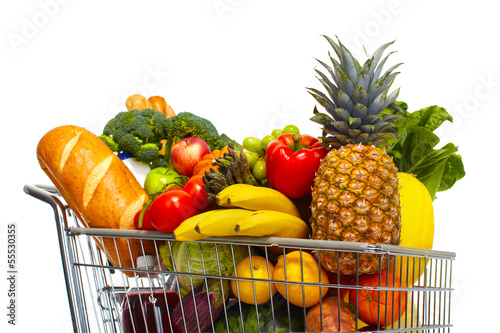 Photo: Full grocery cart. Full grocery cart.