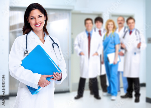Photo: Smiling medical doctor woman with stethoscope. Smiling medical doctor woman with stethoscope.