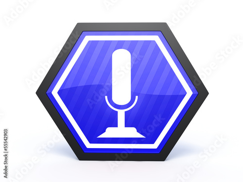 Illustration: microphone hexagon icon on white background microphone hexagon icon on white background