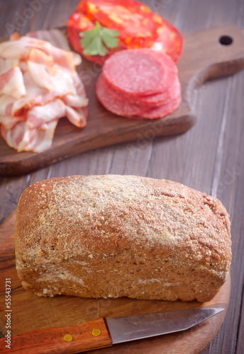 Photo: bread, salami and bacon bread, salami and bacon