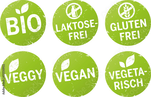 Symbol Bio, Vegan, Glutenfrei, vegetarisch, Laktosefrei vektor