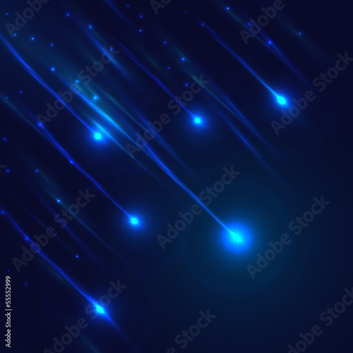 Vector: Shining blue vector meteorites Shining blue vector meteorites