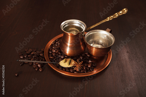 Photo: Copper set for making turkish coffee with spices Copper set for making turkish coffee with spices