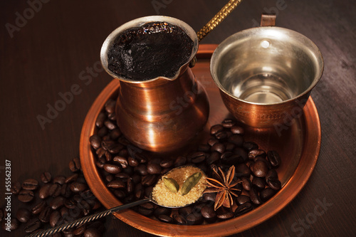 Photo: Copper set for making turkish coffee with spices Copper set for making turkish coffee with spices