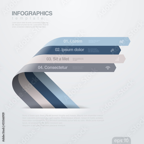 Vector: Infographics vector design template. Ribbon arrows Infographics vector design template. Ribbon arrows
