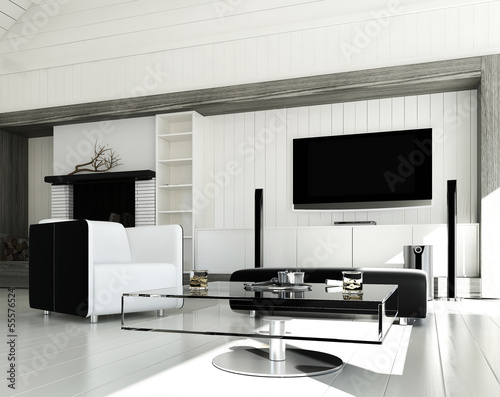 Illustration: modern white living room modern white living room