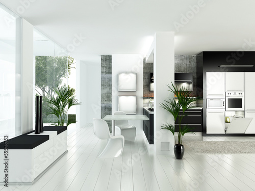 Illustration: modern white kitchen interior modern white kitchen interior