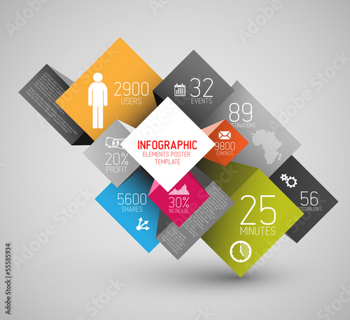 Vector: Vector abstract squares and cubes infographic Vector abstract squares and cubes infographic