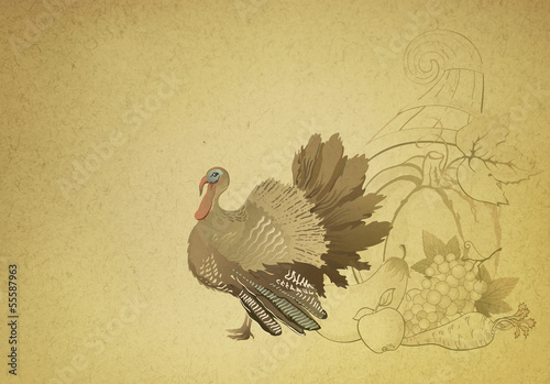 Illustration: Thanksgiving card with turkey Thanksgiving card with turkey