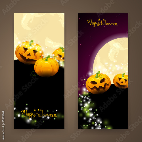 Vector: Vector Illustration of Two Halloween Banners Vector Illustration of Two Halloween Banners