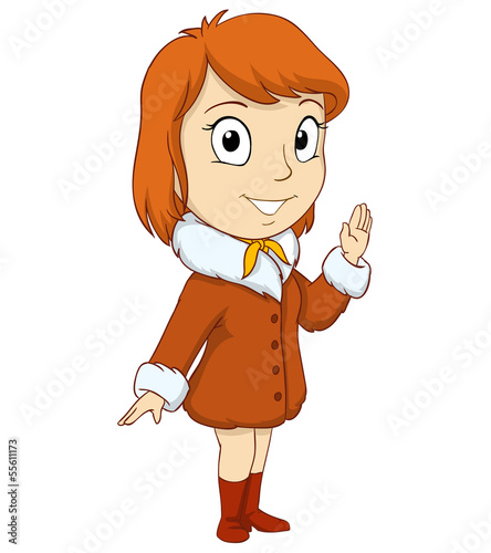 Vector: Smiling young red-hired girl in a fur coat Smiling young red-hired girl in a fur coat