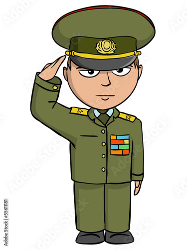 Vector: Military cartoon man salutes Military cartoon man salutes