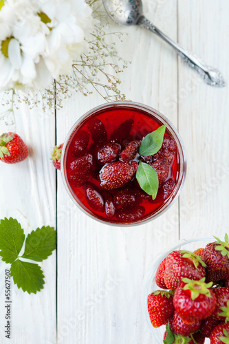 Photo: strawberry jam in a bowl and berry strawberry jam in a bowl and berry