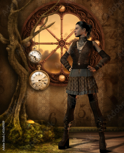Illustration: Mädchen im Steampunk Outfit Mädchen im Steampunk Outfit
