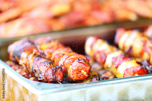Photo: skewers shish kebab other meat on BBQ skewers shish kebab other meat on BBQ